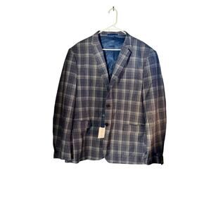 NWT Gino Vitale plaid gray blazer 50R/44W